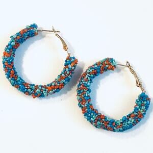 Mixed Stone Hoop Earrings